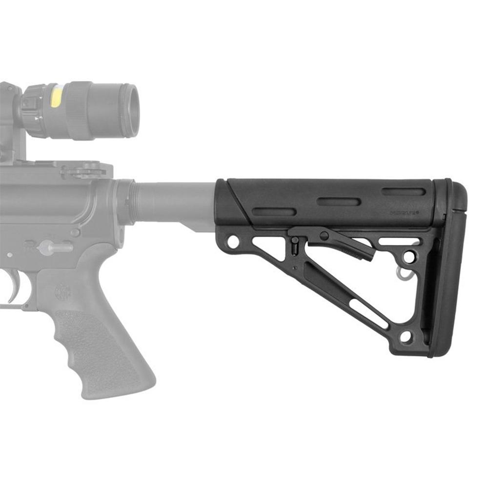 Hogue AR-15/M-16 Collapsible Buttstock - Fits Mil-Spec Buffer Tube Only Black Picture of Hogue Inc. HOGUE AR15 RUBBER OVERMOLD 6-POSITION BUTTSTOCK BLACK MILL-SPEC