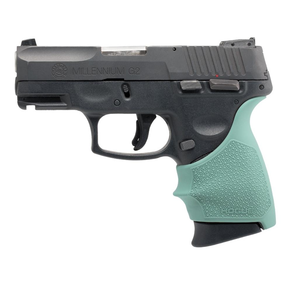 Hogue Handall Beavertail Grive Sleeve for Taurus PT-111 Millenium G2/G2C/G3C/G3XL Aqua Picture of Hogue Inc. HandAll Beavertail Grip Sleeve Taurus G2 Aqua