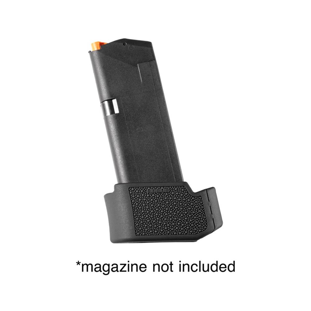 Hogue Overmolded Rubber Grip Extension Base Pad for Glock 26 Black Picture of Hogue Inc. Glock 19 OverMolded Rbr Grip Ext Base Pad for 10/15 Rd Mag Fit Glock 26 Blk