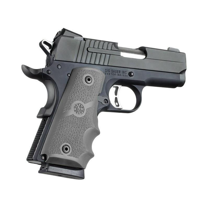 Hogue 1911 Officer Rubber Handgun Grips with Finger Grooves Slate Grey Picture of Hogue Inc. RUBBER OFFICER'S Slate Grey W/FG