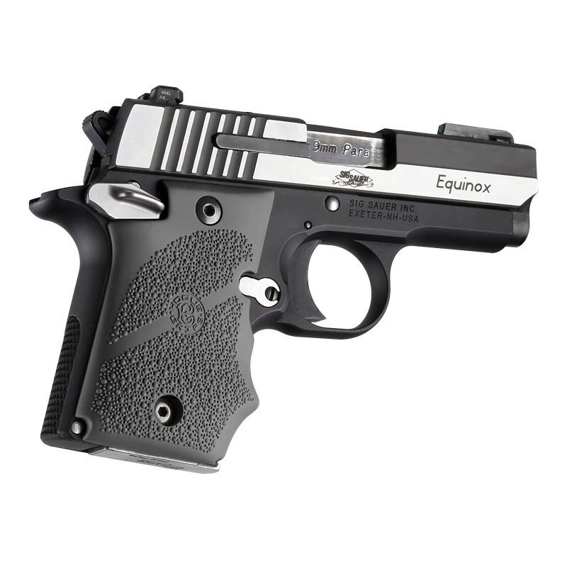 Hogue Rubber Handgun Grips with Finger Grooves Slate Grey for Sig Sauer P938 Picture of Hogue Inc. HOGUE RUBBER GRIP SIG P938 Ambi Safety W/Finger Grooves Slate Grey