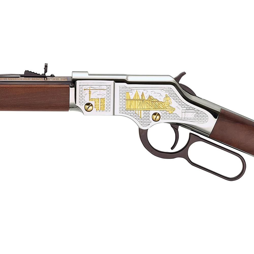Henry Golden Boy American Construction Industry Tribute Edition Rifle .22 S/L/LR 16rd Capacity 20" Octagon Barrel Engraved Wood Stock Picture of Henry Repeating Arms Company Henry American Construction Tribute Edition .22 S/L/LR