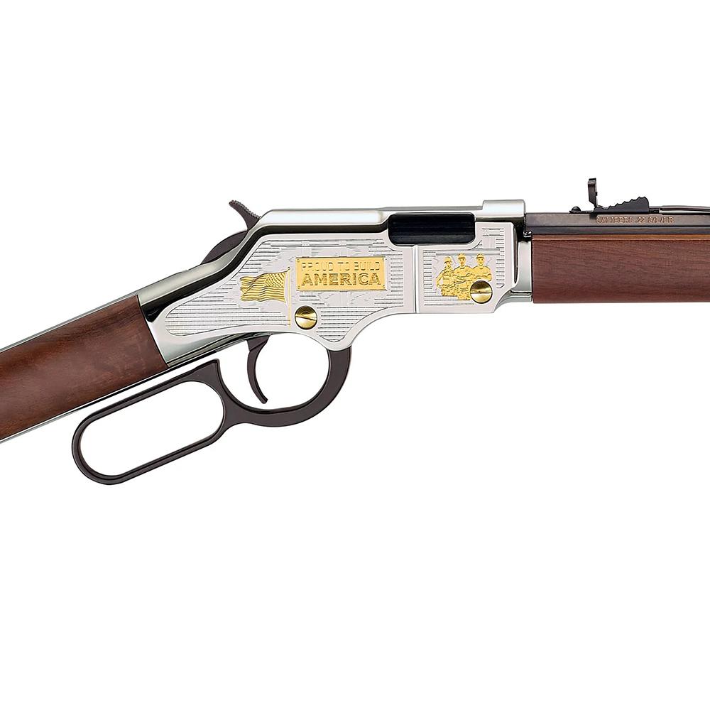 Henry Golden Boy American Construction Industry Tribute Edition Rifle .22 S/L/LR 16rd Capacity 20" Octagon Barrel Engraved Wood Stock Picture of Henry Repeating Arms Company Henry American Construction Tribute Edition .22 S/L/LR