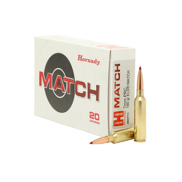 Hornady ELD Match Rifle Ammunition 7mm PRC 180 gr PT 2975 fps 20/ct Picture of Hornady Mfg AMMO 7MM PRC 180gr ELD MATCH 20 Rounds