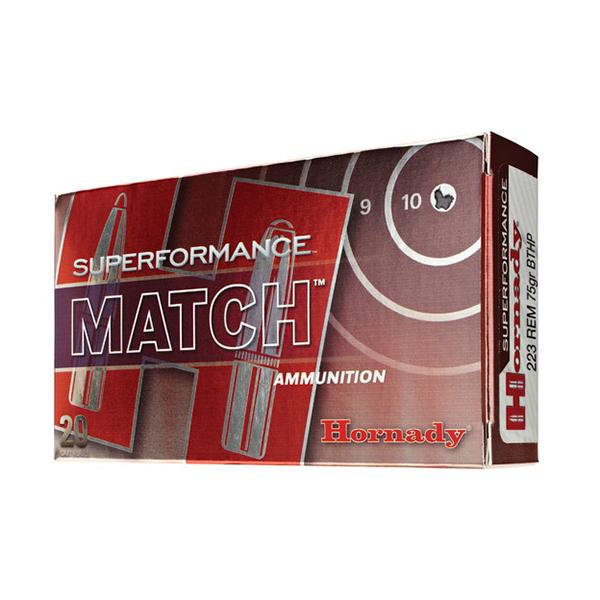 Hornady Superformance Rifle Ammunition 5.56x45mm 75 gr BTHP 2910 fps - 20/box Picture of Hornady Mfg AMMO SUPERFORMANCE MATCH 5.56 75G HP