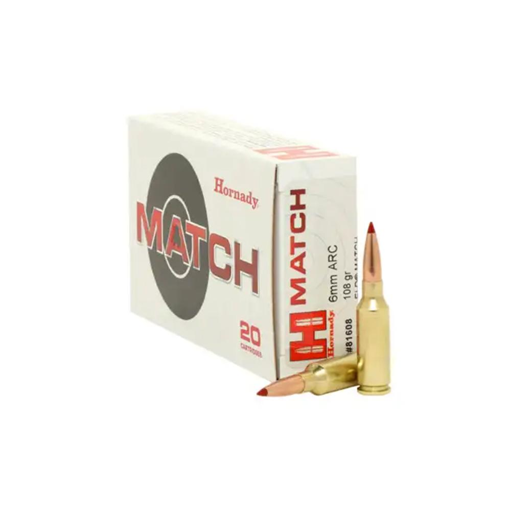 Hornady Match Rifle Ammunition 6mm ARC 108 gr ELD-M 2750 fps 20/ct Picture of Hornady Mfg AMMO 6MM ARC 108 GR ELD MATCH 20 ROUNDS