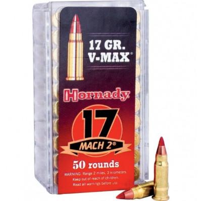 Hornady Varmint Express Rimfire Ammunition .17 HM2 17 gr. V-MAX 2100 fps 50/ct Picture of Hornady Mfg AMMO 17HM2 HORNADY MACH 2 17 gr V-Max 50/BOX