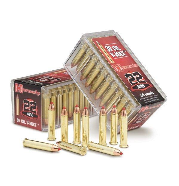Hornady Rimfire Ammunition .22 WMR 30 gr. VMAX 2200 fps 50/ct Picture of Hornady Mfg AMMO .22 WMR 30 GR V-MAX 50 RD.