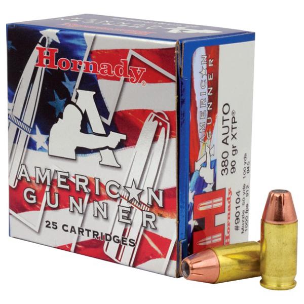 Hornady American Gunner Handgun Ammunition .380 ACP 90 gr XTP 1000 fps 25/ct Picture of Hornady Mfg AMMO AMERICAN GUNNER .380 AUTO 90 GR XTP 25RD