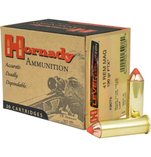 Hornady LEVERevolution Rifle Ammunition .41 Mag 190 gr FTX 1620 fps 20/ct