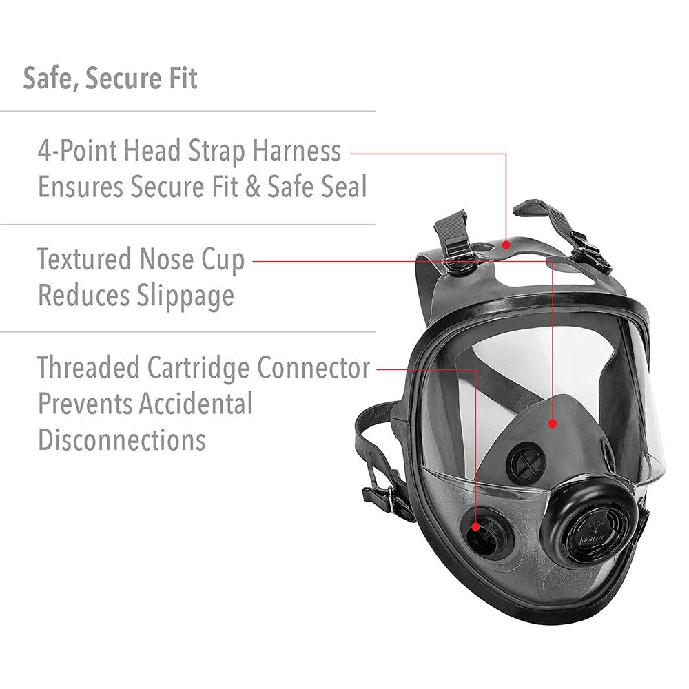 Honeywell North 5400 Series Full Face Respirator Mask with Dual Cartridge Connectors for N Series Filters M/L Picture of Honeywell Safety Products USA North 5400 Full Mask w/ Dual N Series Cartdridge Connectors M/L