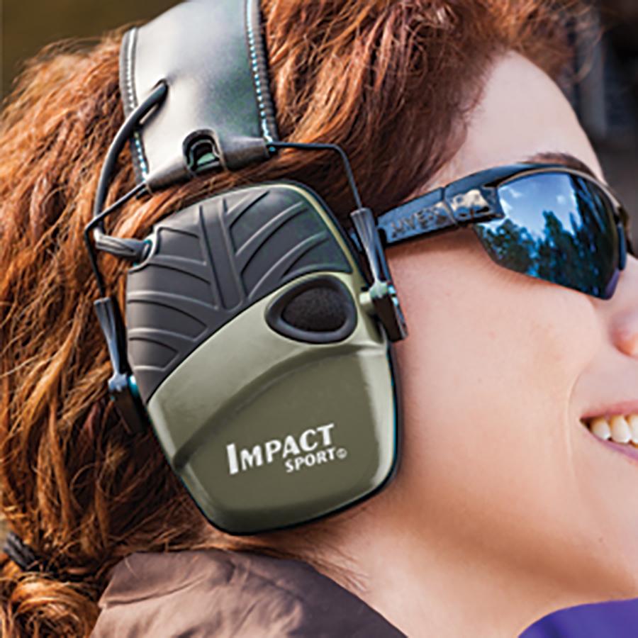 Howard Leight Impact Sport Electronic Earmuff 22dB Olive Green Picture of Honeywell Safety Products USA IMPACT SPORT ELECTRONIC EARMUFF OD GREEN