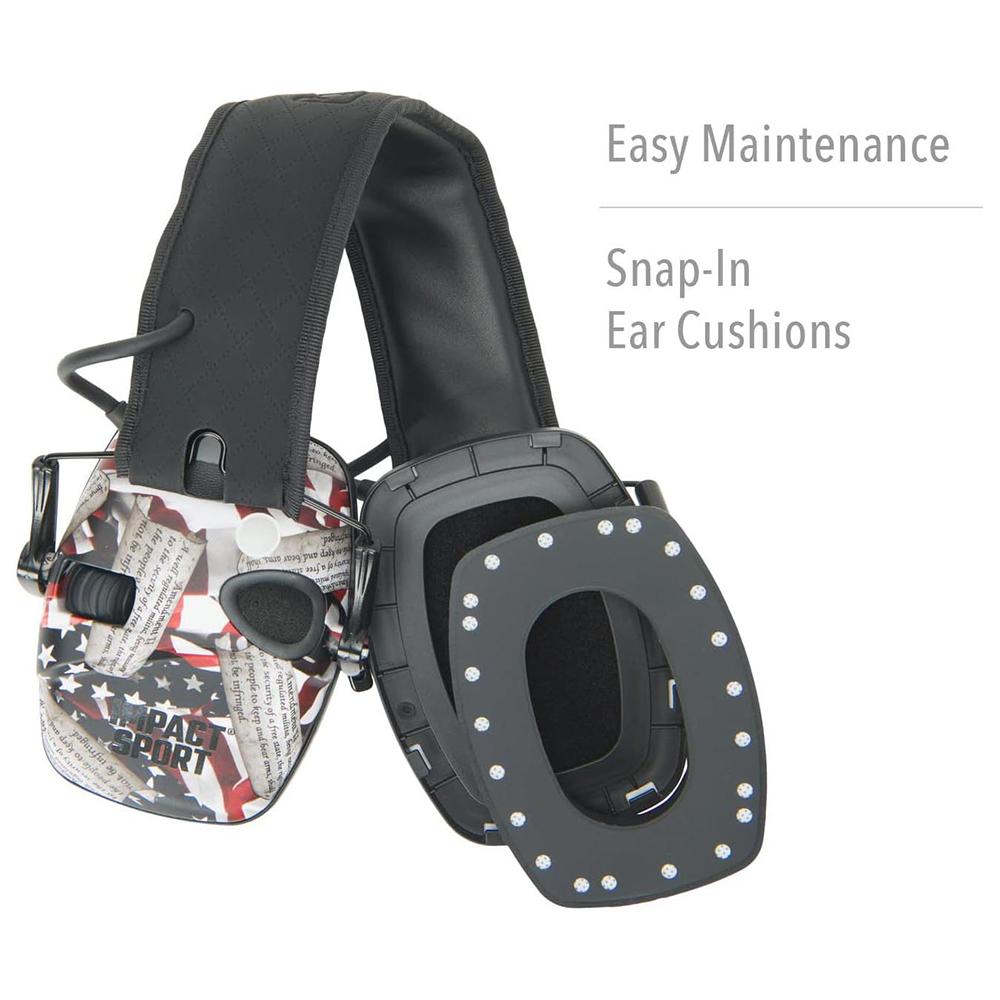 Howard Leight Impact Sport Shooting Electronic Ear Muffs with Bluetooth 21dB 2nd Amendment Picture of Honeywell Safety Products USA Impact Sport Bluetooth / Lithium-ion Battery - 2nd Amendment Md/Lg
