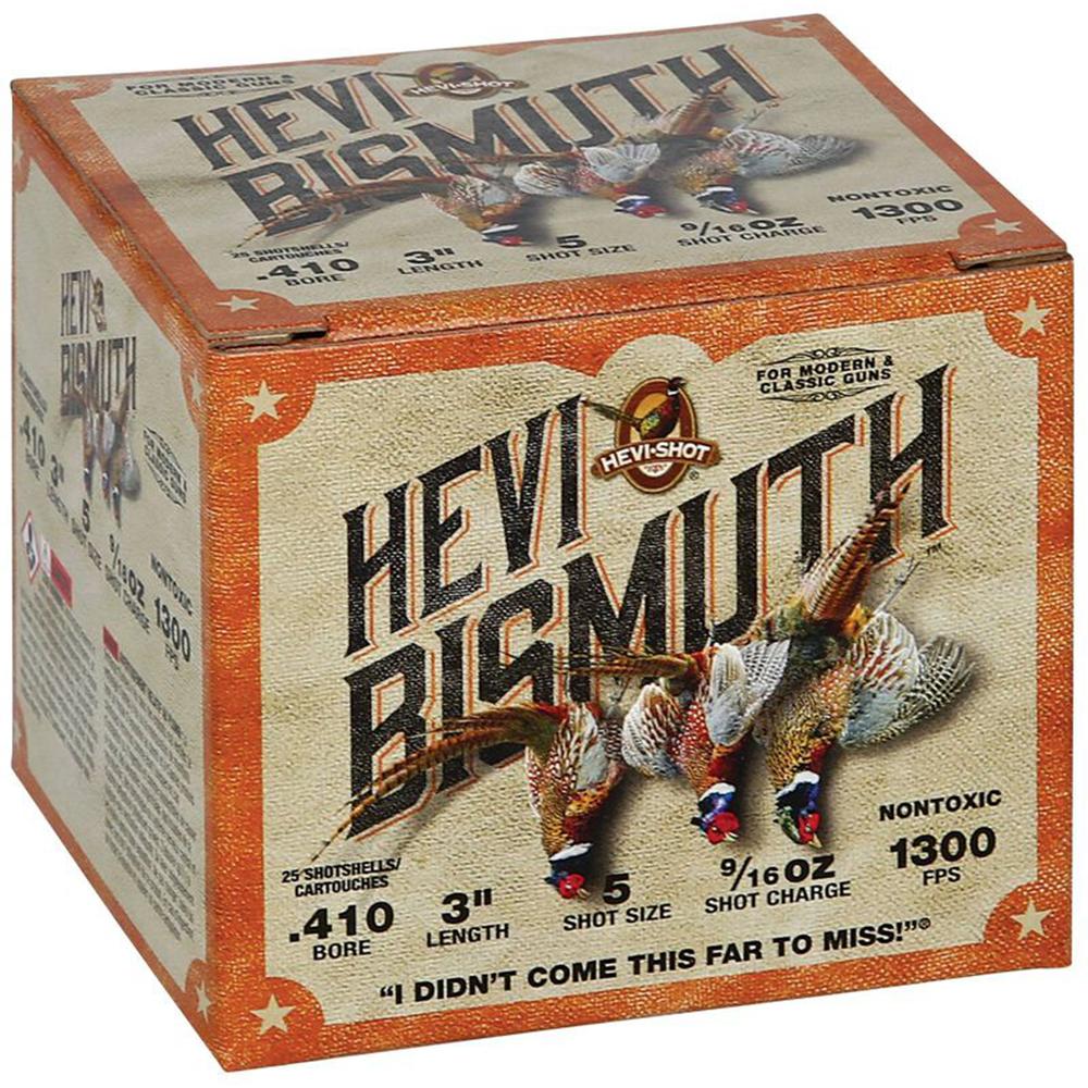 HEVI-Shot Hevi-Bismuth Upland Shotshells .410 3" 9/16oz 1300 fps #5 25/ct Picture of Environ Metal Inc HEVI-SHOT HEVI BISMUTH UPLAND 410 GA 3IN .5625OZ 5 SHOT - 25RD