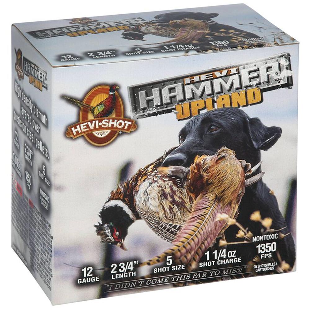 HEVI-Shot Hevi-Hammer Upland Shotshell 12ga 2-3/4" 1-1/4oz 1350 fps #5 25/ct Picture of Environ Metal Inc HEVI-SHOT HEVI HAMMER UPLAND 12 GA 2.75IN 5 SHOT 1 1/4OZ - 25RD
