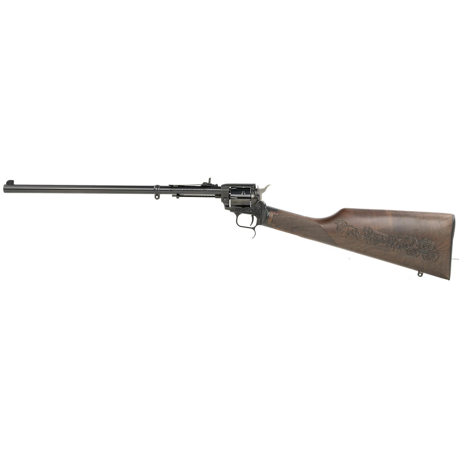 Heritage Rough Rider Stage Coach Carbine .22 LR 6rd Capacity 16" Barrel Buckhorn Sight Engraved Walnut Stock Picture of Taurus International - Heritage HERITAGE RR RANCHER .22LR BK 16'' 6RDS BH SIGHT WB01 STAGECOACH