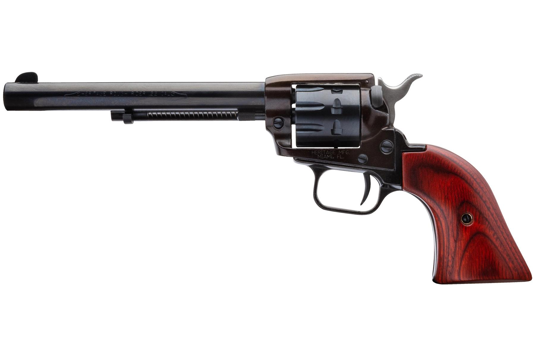 Heritage Rough Rider Handgun .22LR/.22 WMR  6.5" Barrel Cocobolo Grips Picture of Taurus International - Heritage HERITAGE ROUGH RIDER 22LR/22MAG COMBO 6.5" BLUE 9 SHOT MAGNUM CYL