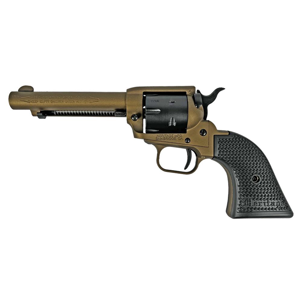 Heritage Rough Rider Burnt Bronze Cerakote Handgun .22 LR 6rd Capacity 4.75" Barrel Polymer Black Picture of Taurus International - Heritage HERITAGE ROUGH RIDER .22LR 4 3/4 '' 6 RD BURNT BRONZE/ SBK