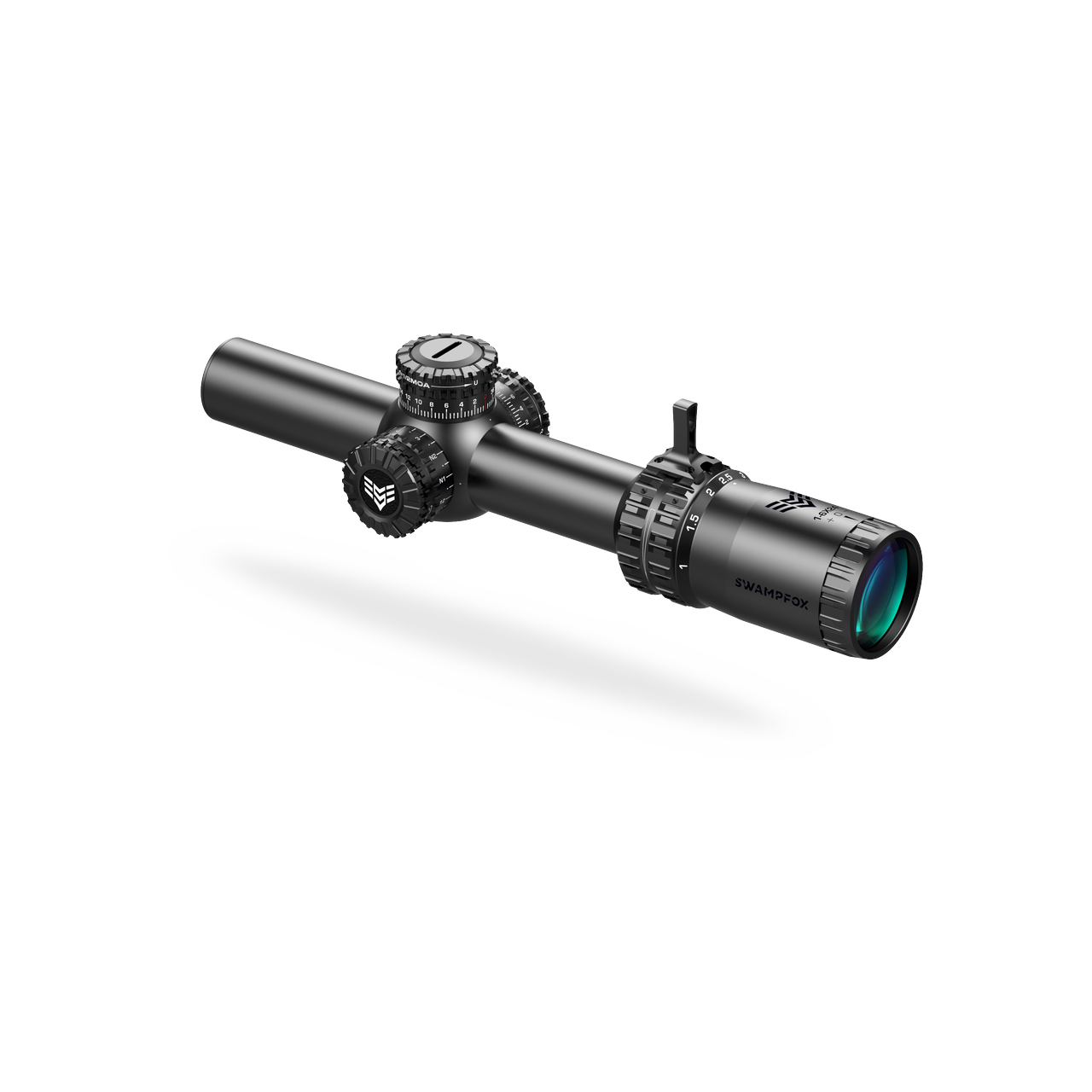 Swampfox Arrowhead LPVO Series Rifle Scope 1-10x24 30mm SFP Green IR MIL Black Picture of 10 Ring Swampfox Arrowhead Series 1-10X24 SFP Green IR MIL 30mm Tube Riflescope