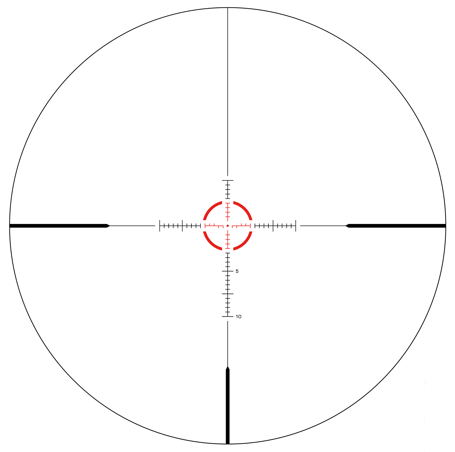 Swampfox Arrowhead LPVO Series Rifle Scope 1-10x24 30mm SFP Green IR MIL Black Picture of 10 Ring Swampfox Arrowhead Series 1-10X24 SFP Green IR MIL 30mm Tube Riflescope