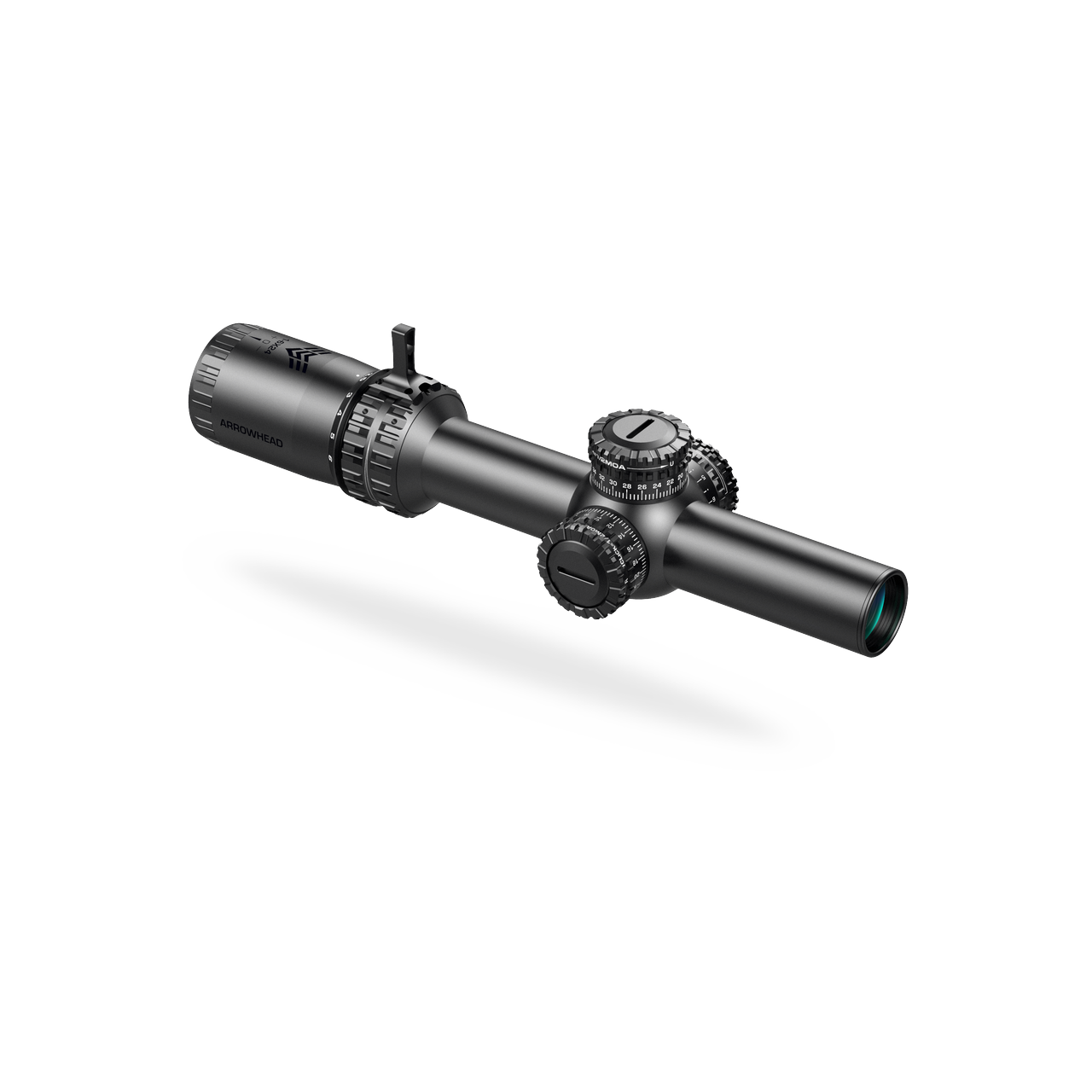 Swampfox Arrowhead LPVO Series Rifle Scope 1-6x24 30mm SFP Guerilla Dot MOA IR Black Picture of 10 Ring Swampfox Arrowhead Series 1-6X24 SFP IR MOA 30mm Tube Riflescope