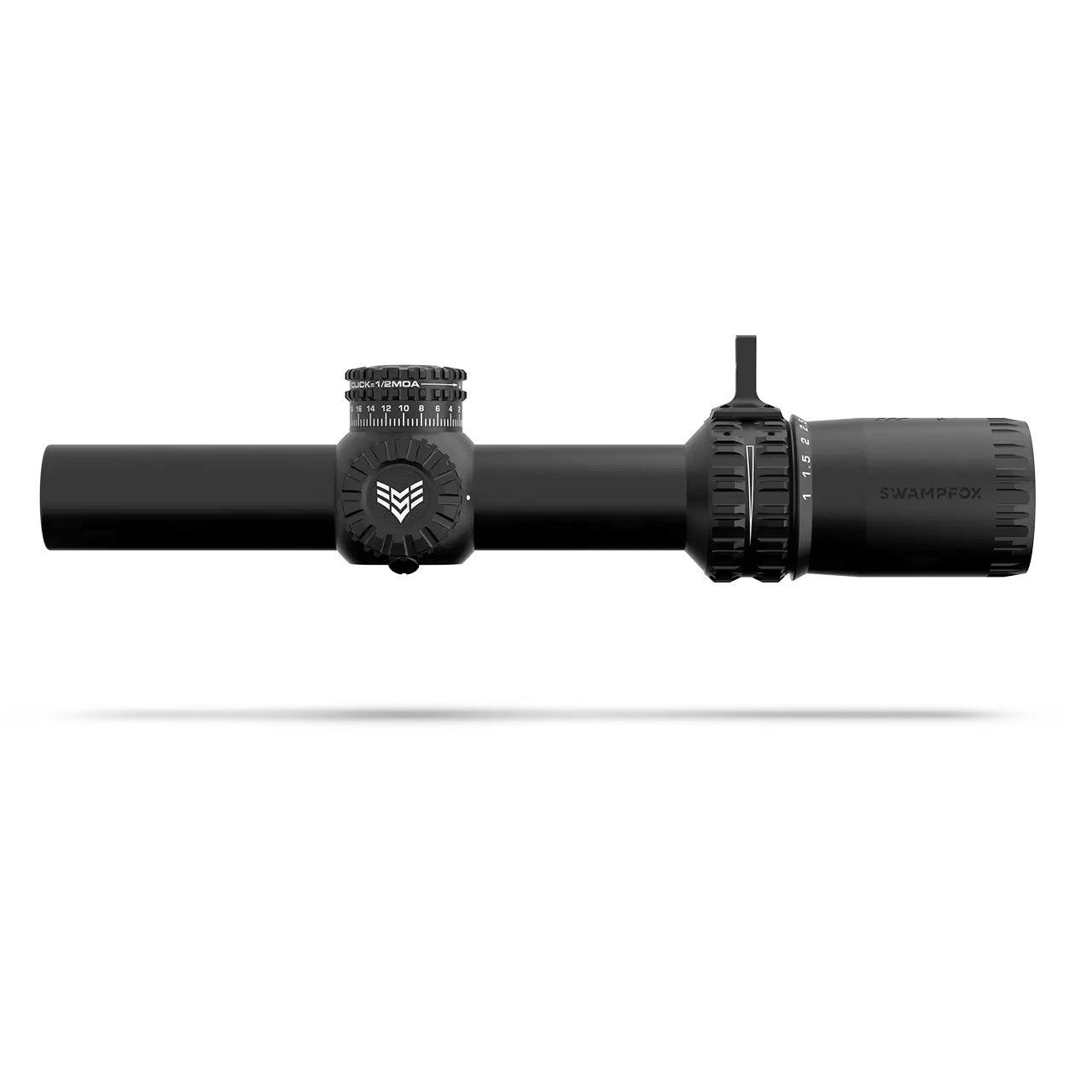 Swampfox Arrowhead Series LPVO Rifle Scope 1-6x24 30mm SFP IR Guerrilla Dot Red MIL Illum Picture of 10 Ring Swampfox Arrowhead Series 1-6X24 SFP IR Red MIL 30mm Tube Riflescope
