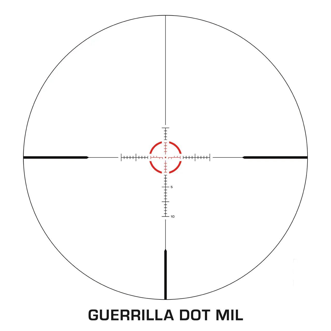 Swampfox Arrowhead Series LPVO Rifle Scope 1-6x24 30mm SFP IR Guerrilla Dot Red MIL Illum Picture of 10 Ring Swampfox Arrowhead Series 1-6X24 SFP IR Red MIL 30mm Tube Riflescope