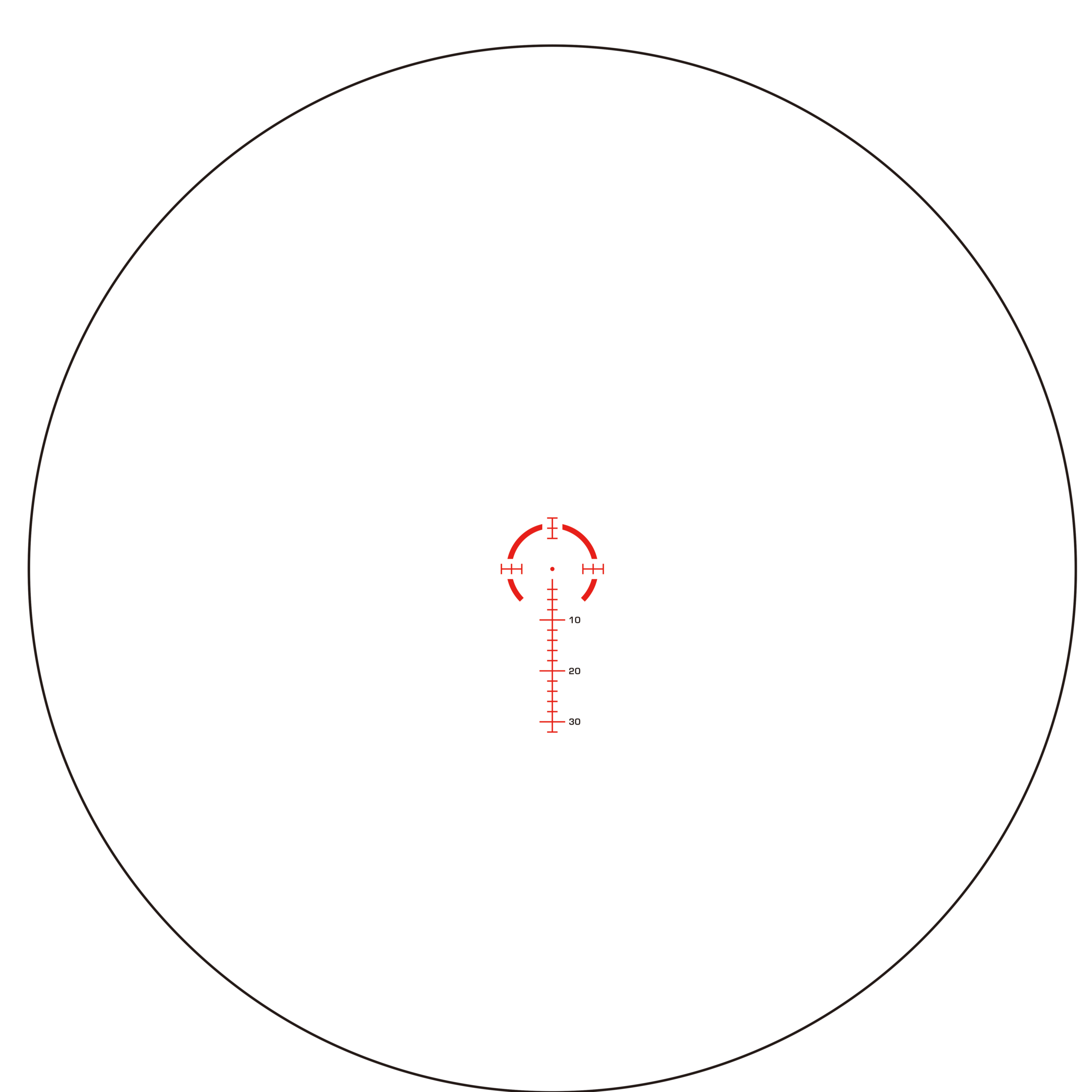 Swampfox Arrowhead LPVO Series Rifle Scope 1-8x24 30mm SFP IR Red MOA Black Picture of 10 Ring Swampfox Arrowhead Series 1-8X24 SFP IR MOA 30mm Tube Riflescope