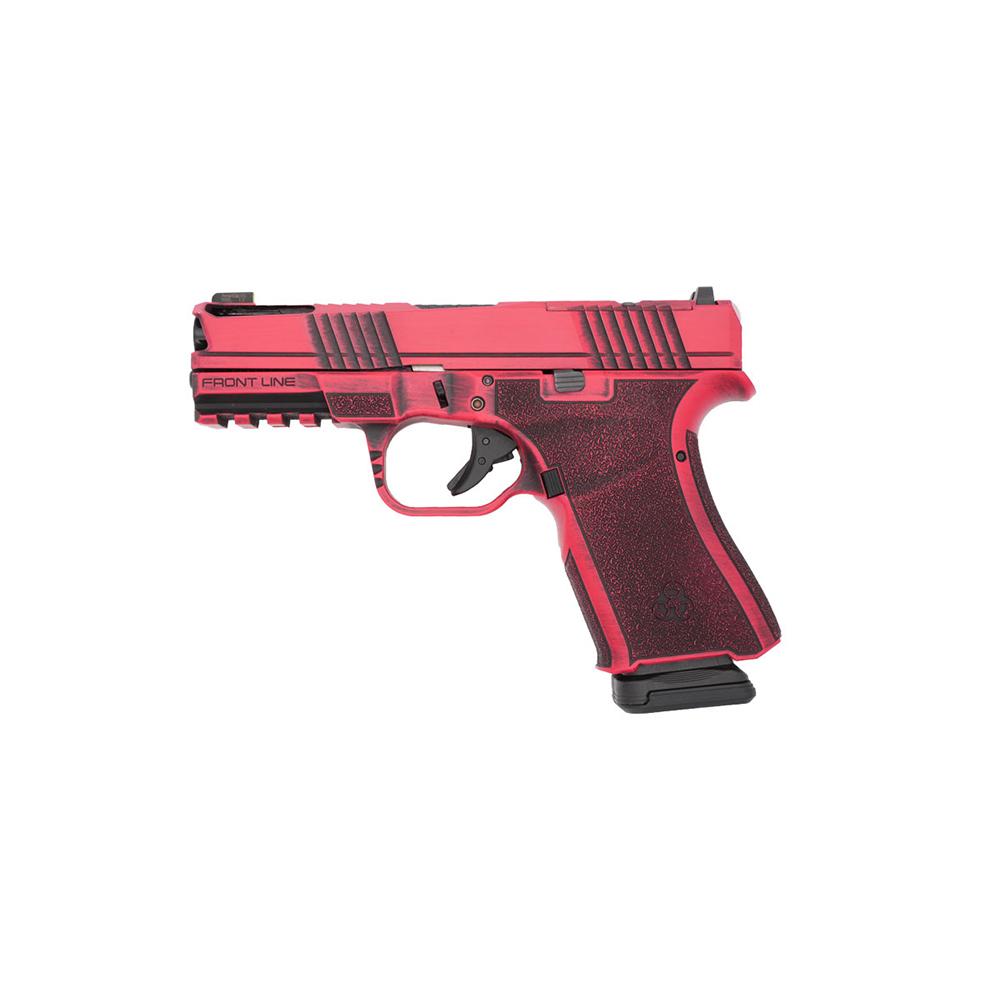Black Rain Ordnance Frontline+ Handgun 9mm Luger 15rd Magazine 3.75" Barrel Firehouse Red Battleworn Picture of Black Rain Ordnance Inc BLACK RAIN ORDNANCE 4'' 9MM FRONTLINE+ HANDGUN-FIREHOUSE RED BATTLEWORN