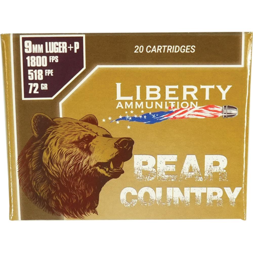 Liberty Bear Country Handgun Ammunition 9mm(+P) 72gr Solid 1850 fps 20/cts Picture of Liberty Ammunition Bear Country 9mm +P 72GR 20 RDS