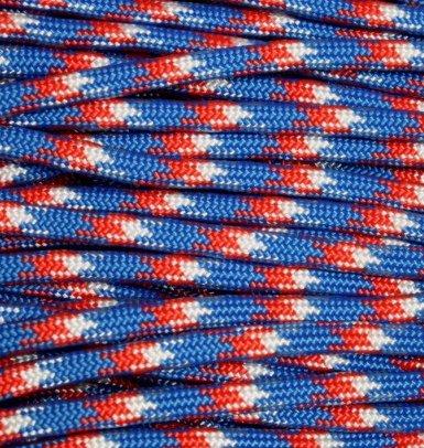 Mero 550 Paracord - 100' 550 lb Red/White/Blue Camo Picture of E.L. Wood Braiding Co. Inc. RED/WHITE/BLUE CAMO 100' 550