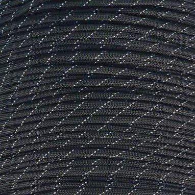 Mero 550 Paracord - 100' 550 lb Black 3 Reflctive Trac Picture of E.L. Wood Braiding Co. Inc. BLK 100' 550 PARACRD 3 REFL TRAC
