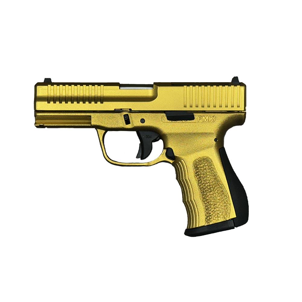 FMK G3 Trump Signature Handgun 9mm Luger 14rd Magazines(2) 3.87" Barrel Optic Ready Gold and silver Cerakote Picture of FMK Firearms Inc. FMK G3 TRUMP SIGNATURE 45/47 CERAKOTE GOLD SILVER SLIDE 9MM 3.87" 14rd
