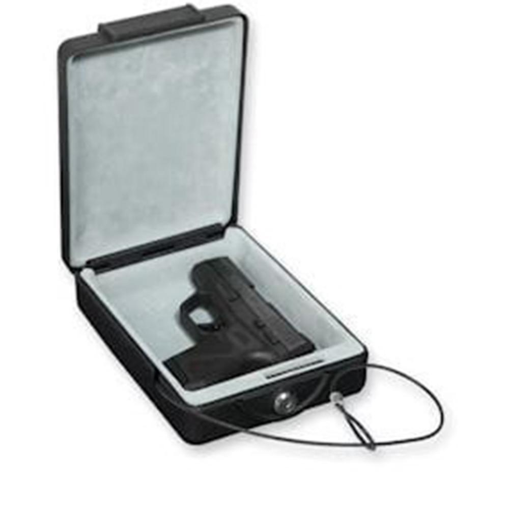 Bulldog Car/Personal Handgun Safe with Key Lock Mounting Bracket and Cable Picture of Bulldog Cases CAR/PERSONAL PISTOL VAULT SMALL