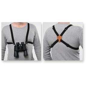 Bulldog Black Adjustable/Stretching Binocular Harness w/ Leather Back Picture of Bulldog Cases Black adjustable/stretching binocular harness w/leather back