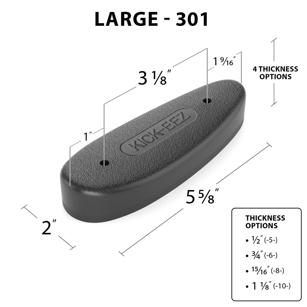 KICK-EEZ All Purpose Recoil Pad - 5 5/8" L x 2" W x 1 1/8" T Black Picture of Kick Eez Products BLK ALL PURPOSE 2 X 5 5/8X 1 1/8
