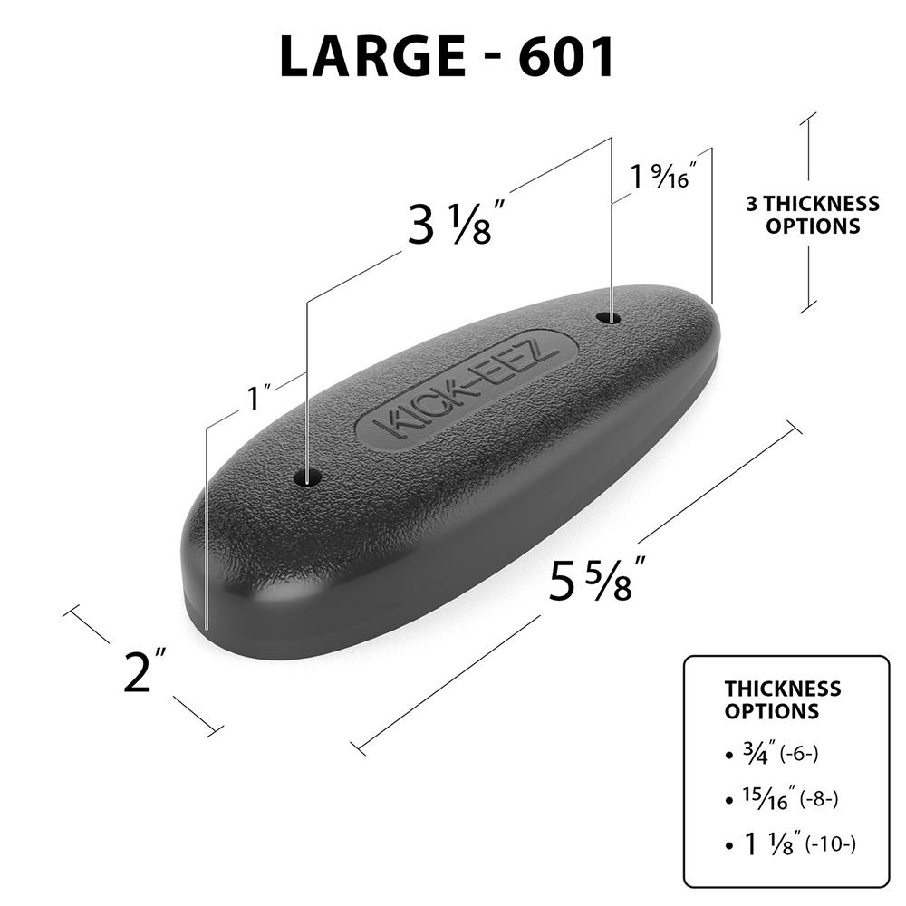 KICK-EEZ Rocker Tapered Recoil Pad 2" x 5-11/16" x 1-1/8" Black Picture of Kick Eez Products ROCKER 2 X 5 5/8 X 11/8 TAPERD