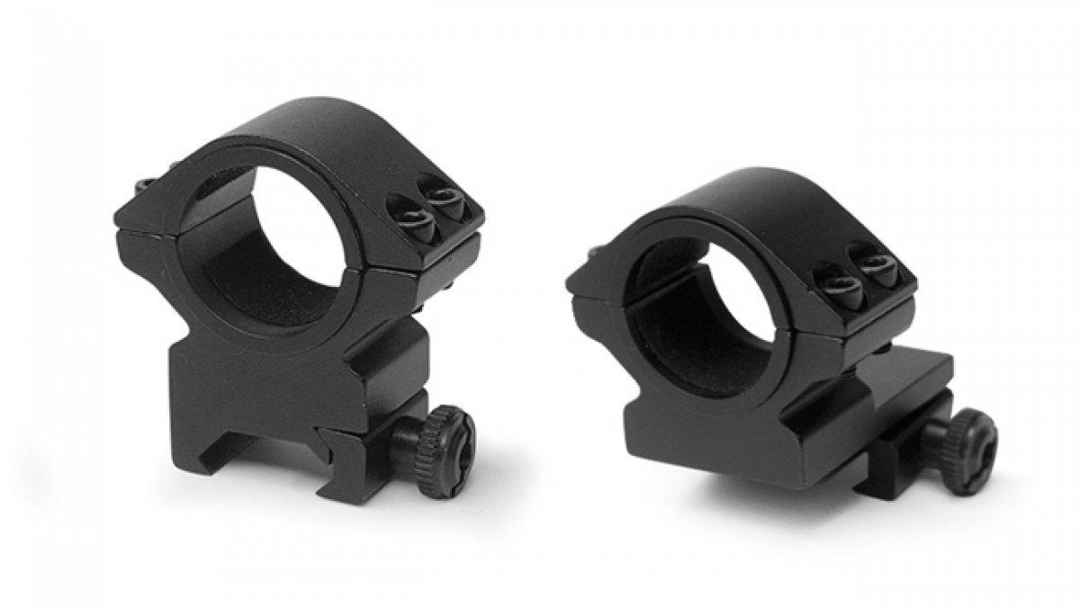 Konus 2-Piece Steel Riflescope Rings With Quick Release Lever 1" Low - Matte Black Picture of Konus Optics Pair steel mounting rings w/quick release lever for 1 Inch riflescope-low