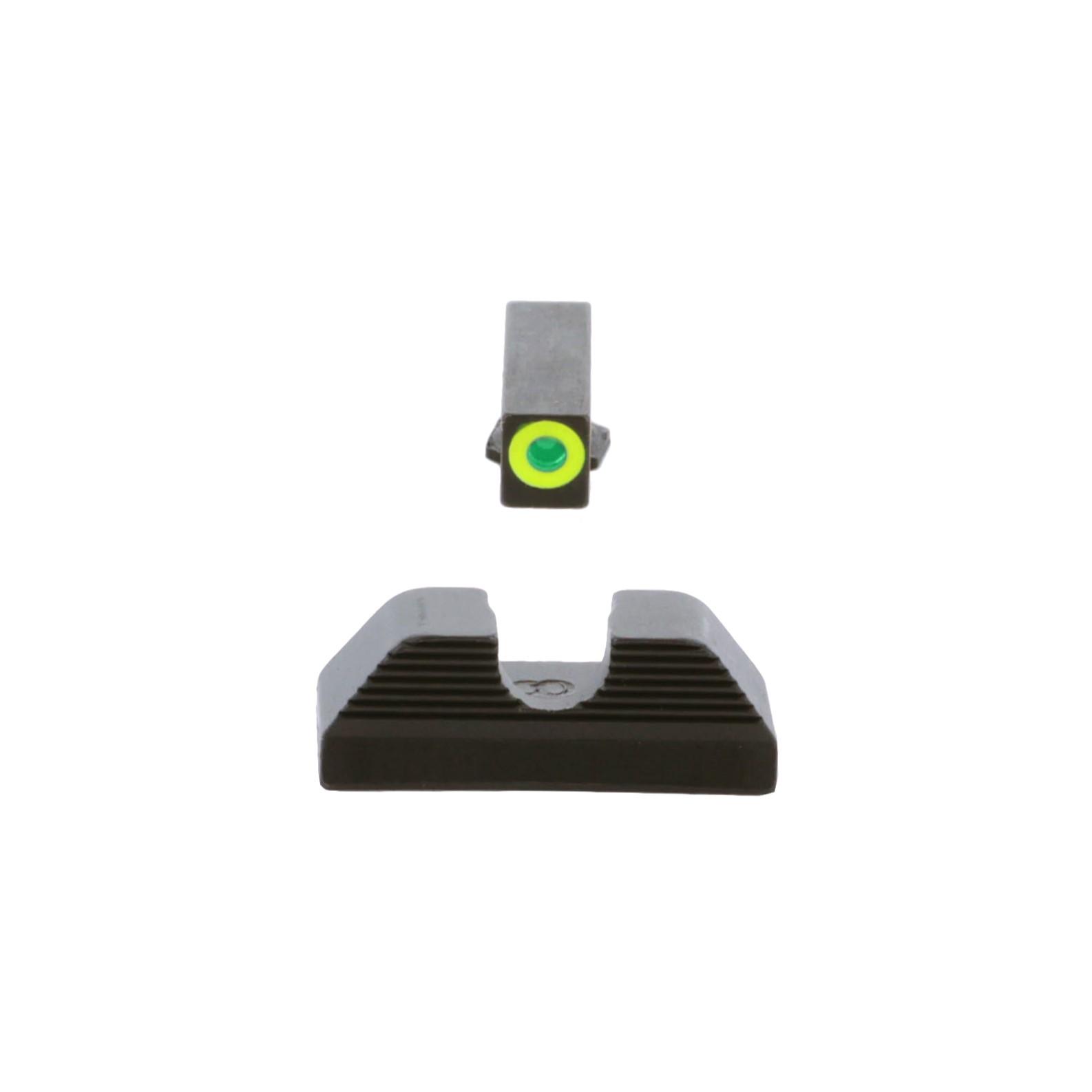 Ameriglo Protector Tritium Night Sight Set for Glock Green Picture of Ameriglo Ameriglo UC Set for Glock Green Tritium LimeLumi outline Front Black U Rear