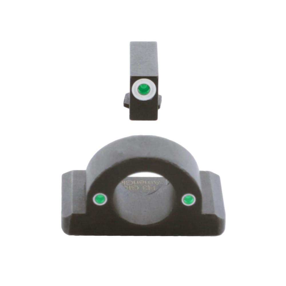 Ameriglo Tritium Ghost Ring Handgun Sight for Glock 42/43/43x/48 Green Rear Green with White Front Picture of Ameriglo Ghost Ring Glock 42/43/43X/48 Green Tritium White FRONT Green REAR