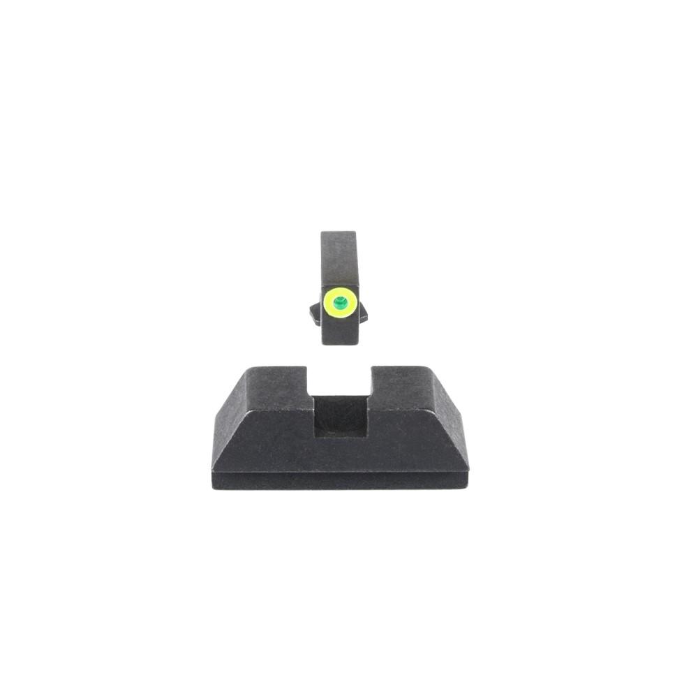 Ameriglo Optics Compatible Tritium Handgun Sight Set for Glock Flat Black .295? Rear 1L Tall Green with Lumigreen .220? Front Picture of Ameriglo Optic-Compatible Glock (all) L Tall Green Tritium LumiGreen Outline