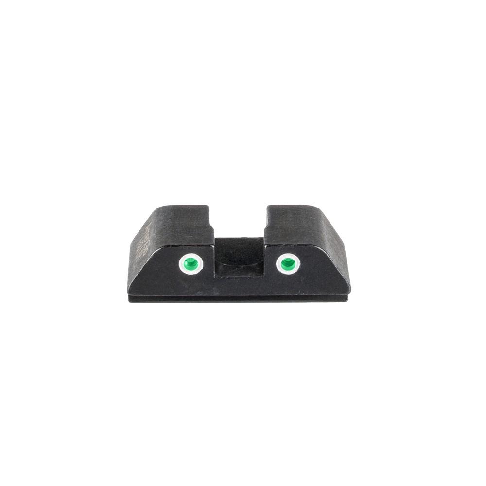 Ameriglo Tritium 2-Dot Rear Handgun Sight for Glock Green with White Front Picture of Ameriglo Tritium Rear Sight for Glock (all) Green Tritium 2-Dot White Outlines