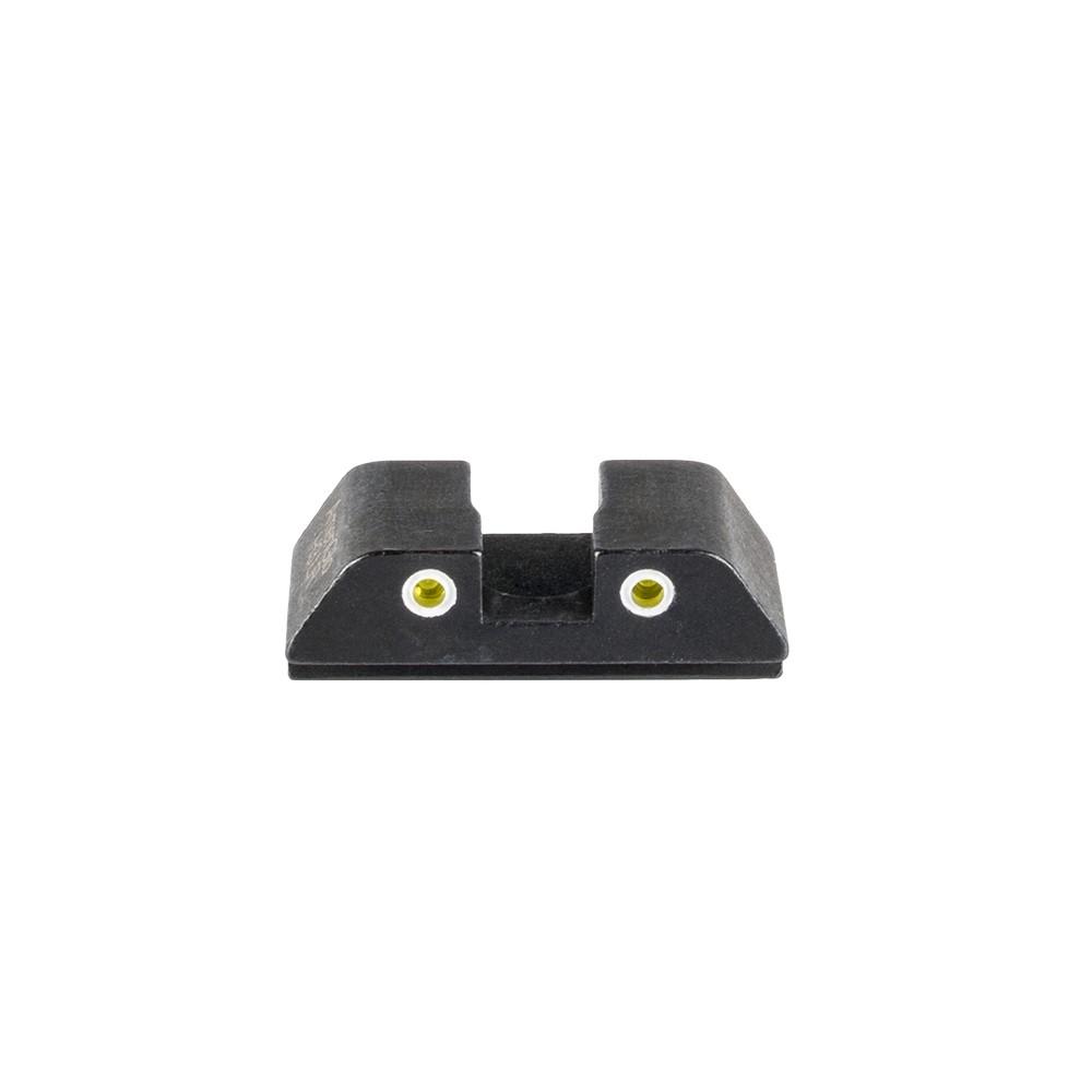 Ameriglo Tritium 2-Dot Rear Handgun Sight for Glock Yellow with White Front Picture of Ameriglo Tritium Rear Sight for Glock (all)Yellow Tritium 2-Dot White Outlines