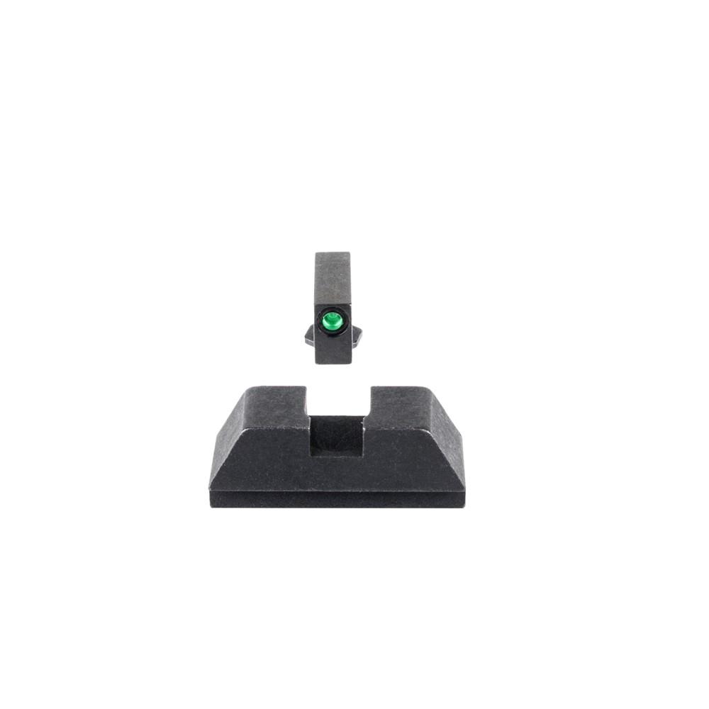 Ameriglo Optics Compatible Tritium Handgun Sight Set for Glock Flat Black .295? Rear 1L Tall Green with Black .220? Front Picture of Ameriglo Optic-Compatible Glock (all) L Tall Green Tritium Black Outline