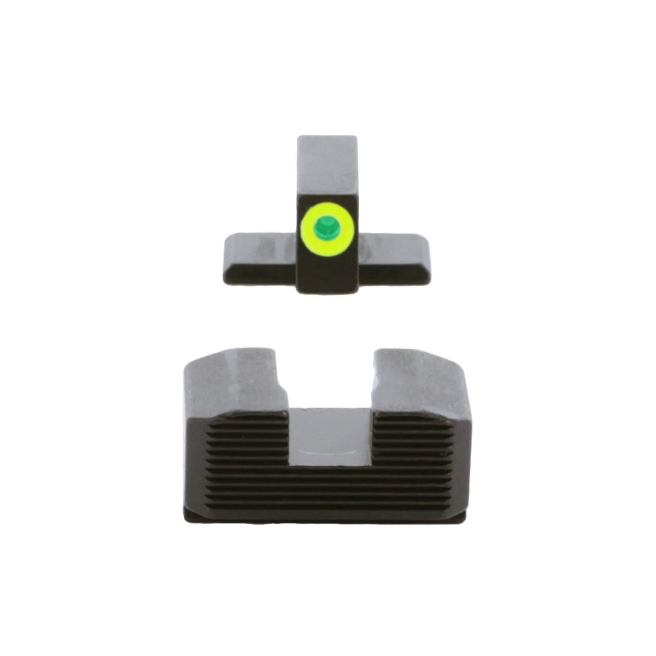 Picture of Ameriglo Green tritium LumiGreen Outline FRONT Black serrated REAR Hellcat OSP