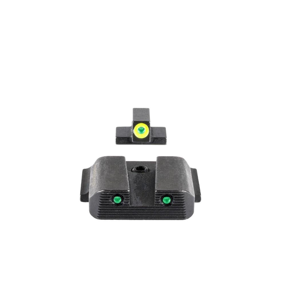 Ameriglo Trooper Tritium Handgun Sight Set for S&W M&P (Excludes .22/.380/Shield/EZ/Pro) Green Rear Green with LumiGreen Front Picture of Ameriglo Trooper Sight S&W M&P (excludes 22|380| Shield| EZ| Pro) GRN Trit LumiGreen