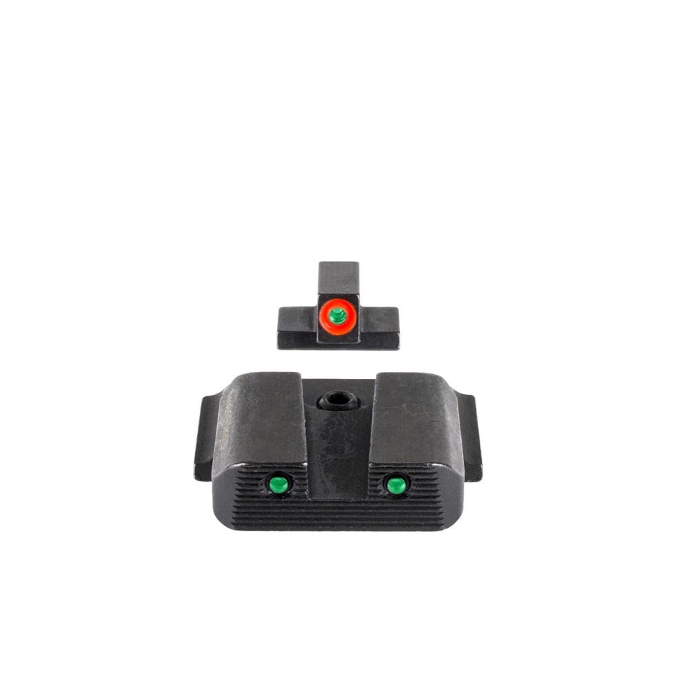 Ameriglo Trooper Tritium Handgun Sight Set for S&W M&P Shield (Excludes EZ) Green Rear Green with Orange Front Picture of Ameriglo Trooper Sight S&W M&P Shield (excludes EZ) Green Tritium Orange Green