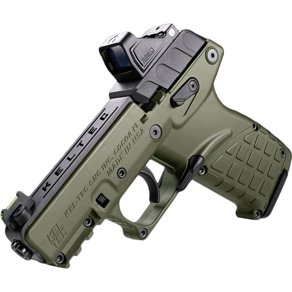 Kel-Tec P17 Handgun .22 LR 16rd Magazines (3) 3.8" 1/2x28 Threaded Barrel OD Green with Optic & Holster Picture of Kel-Tec Cnc Industries Inc. P17 GREEN w/OPTIC w/HOLSTER .22LR