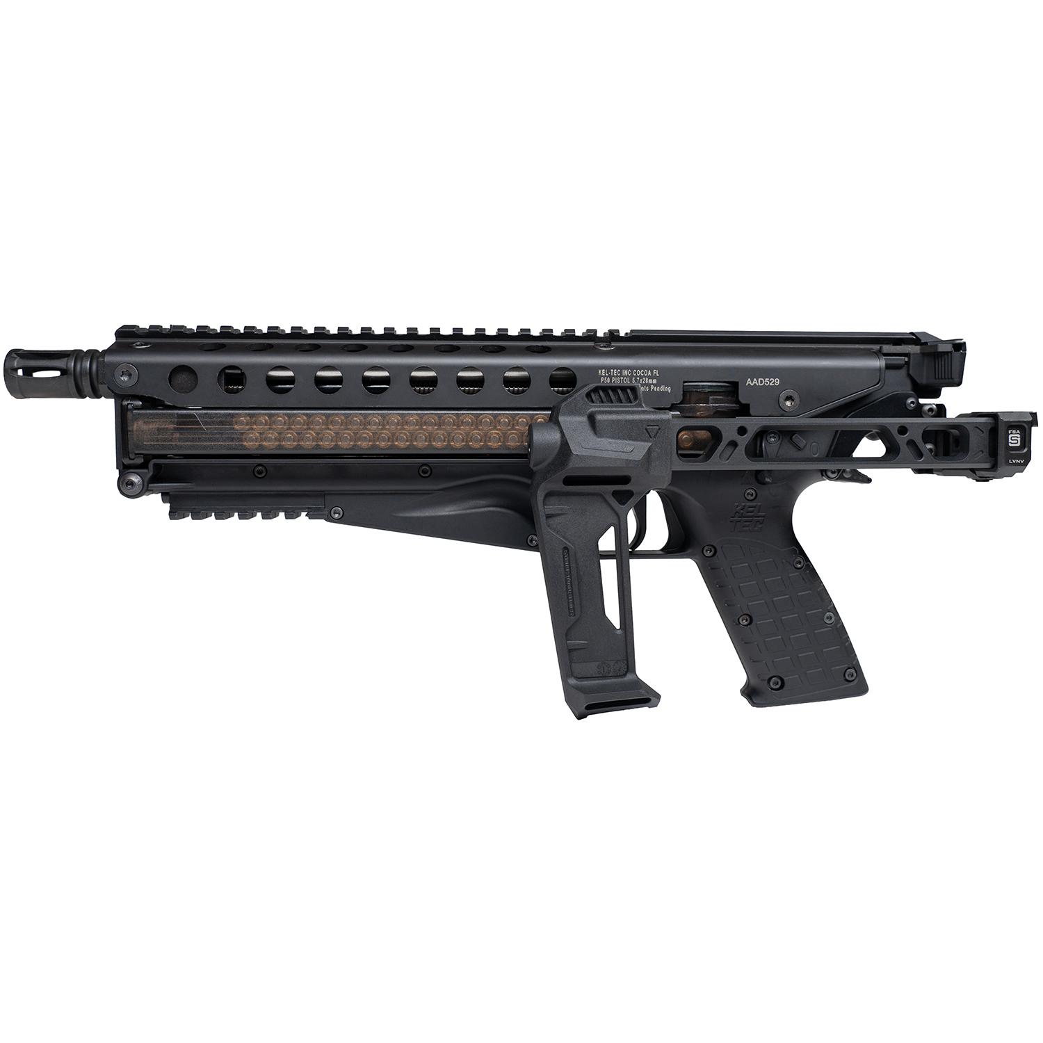 Kel-Tec P50 Defender w/Strike Industries Brace Handgun 5.7x28mm 50rd Magazine 9.6 Barrel w/Compensator Picture of Kel-Tec Cnc Industries Inc. KEL-TEC P50 DEFENDER STRIKE INDUSTRIES PISTOL BRACE 9.6'' BRL 50 RD W/ COMP