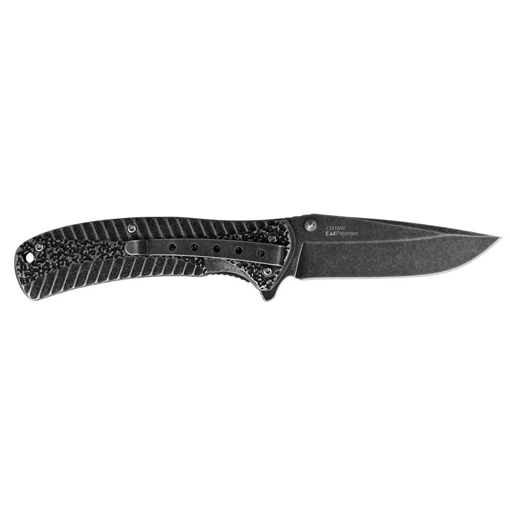 Kershaw Starter Folding Knife 3-2/5" Drop Point Blade Blackwash Picture of Kershaw Knives Kershaw Starter Assisted Opening Flipper Knife (3.4" BlackWash)